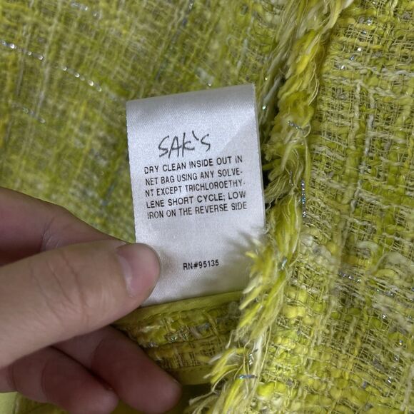 Lafayette 148 New York Wool Blend Tweed Blazer Jacket Pockets Green - Picture 5 of 7